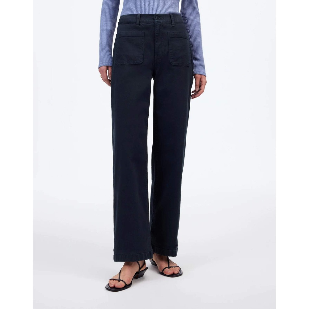 Madewell The Emmett Wide-Leg Pant Women 32 Black Patch Pocket Edition